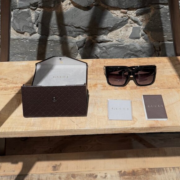 Gucci GG3727 Black Diamantissima Horsebit Oversized Square Sunglasses - Picture 12 of 12